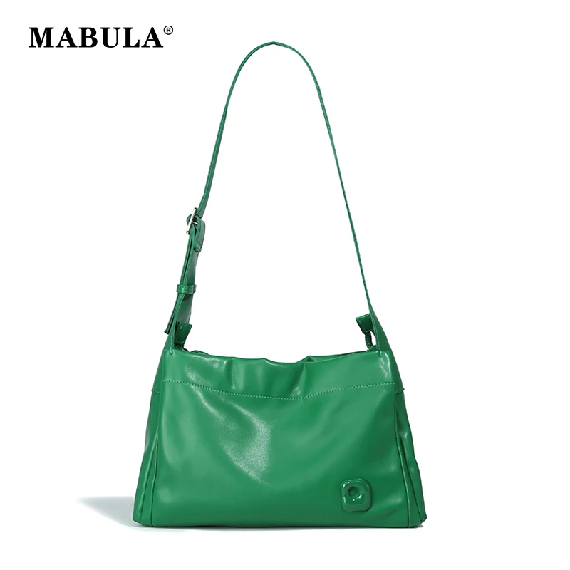 

MABULA Adjustable Strap Women Hobo Shoulder Bag Simple Trend Vegant Leather Sling Cross Body Purse Brand Female Capacity Daypack