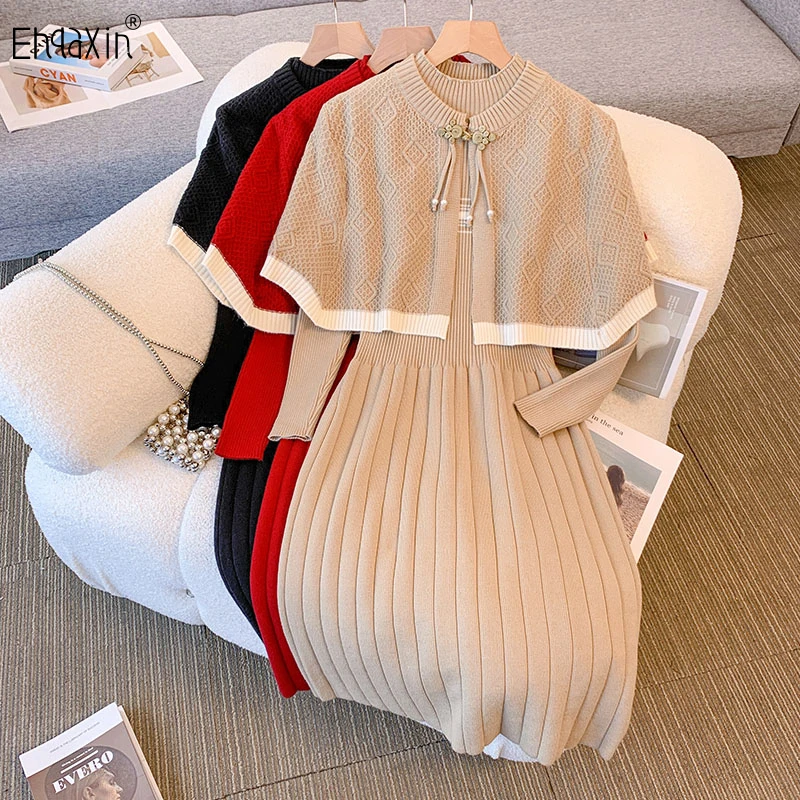 Женское трикотажное платье EHQAXIN Осень-зима 2023 новая модная Маленькая вязаная