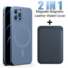 Роскошный жидкий силиконовый Магнитный чехол Magsafe для беспроводной зарядки для iPhone 13 12 11 Pro MAX Mini XR X XS 7 8 Plus, кожаный бумажник