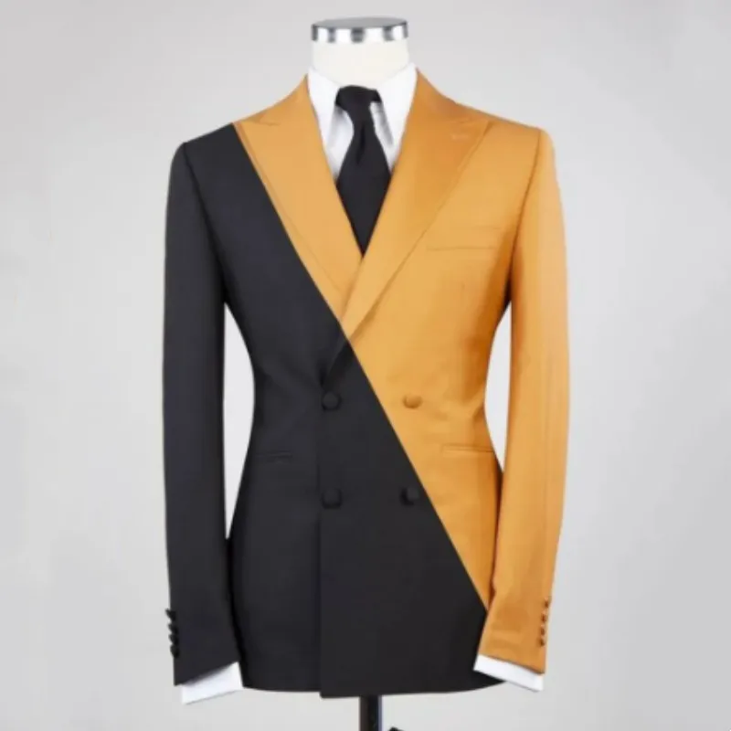 Men's 2-Piece Wedding Groom Tuxedo Two-tone Jacket Slim Fit Jacket Party Dress Blazer + Pants