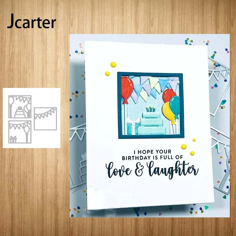 

Metal Cutting Dies Box Birthday Cake Banner Balloon Craft Stencil Scrapbooking Tools Make Album Model Punch Blade Decor Template