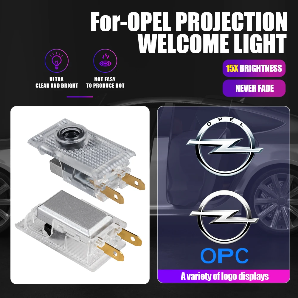 Фото 2 шт. беспроводных HD-проекторов-подсветок для дверей автомобиля с LED-подсветкой для Opel OPC Astra G H J K F Corsa D Zafira B Insignia GTC Adam Mokka №1