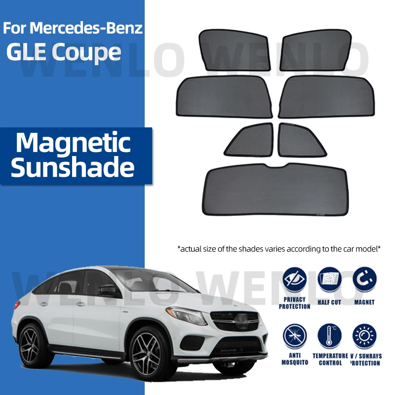 

For Mercedes Benz GLE Coupe 2015-2022 Front Windshield Car Sunshade Side Window Blind Sun Shade Magnetic Visor Mesh Curtain