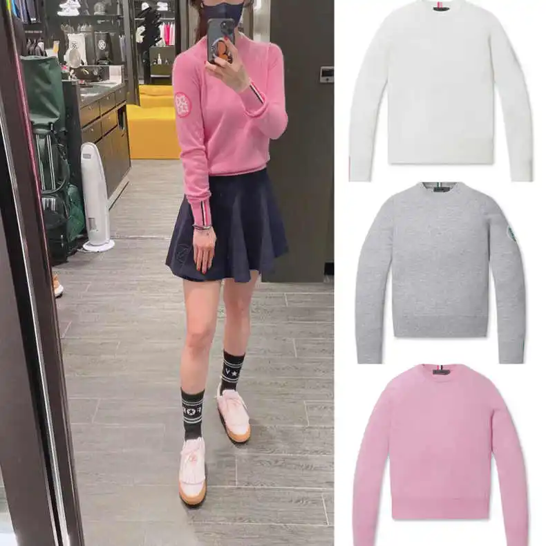 

22 Autumn Korean Golf Clothing Women's T-Shirt Pullover Long Sleeve Fashion Sports Soft Waxy Warm Sweater