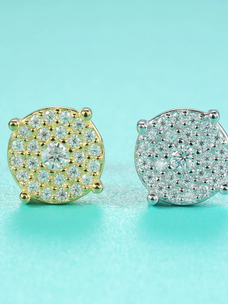 Серьги-гвоздики Iced Out в стиле хип-хоп с завинчивающейся спинкой стерлинговое