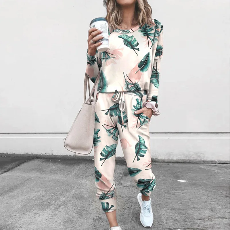 Autumn Winter New Women's Pajamas Loose Printing Long-sleeved Casual Suit Ladies Home Wear Pajama Set Sleepwear Pijamas Women