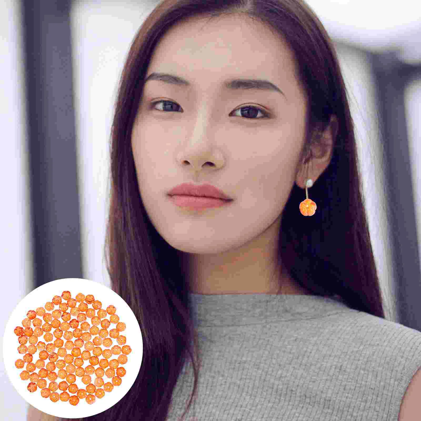 

100Pcs Pumpkin Beads Pendants Charms DIY Jewelry Making Accessories (Orange)