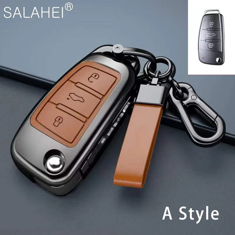 

For Audi A3 A4 A5 C5 C6 8L 8P B6 B7 B8 C6 RS3 Q3 Q7 TT 8L 8V S3 Car Key Case Cover Shell Fob Interior Accessories Keychain