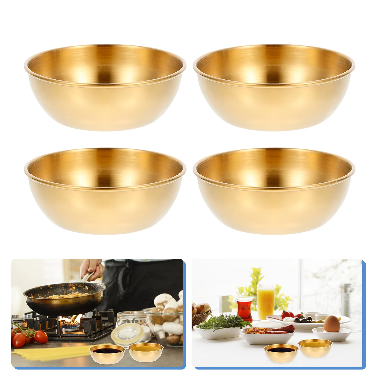 

4pcs Sauce Plate Salad Bowl Stainless Steel Dipping Cups Metal Condiment Cups Stainless Steel Sauce Cup Seasoning Bowls