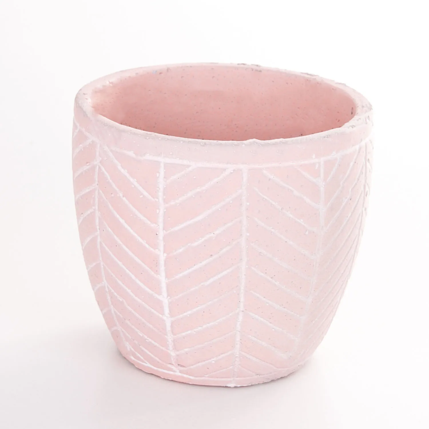 

Veramaya leaf striped pink concrete flower pot 13,5x Cm