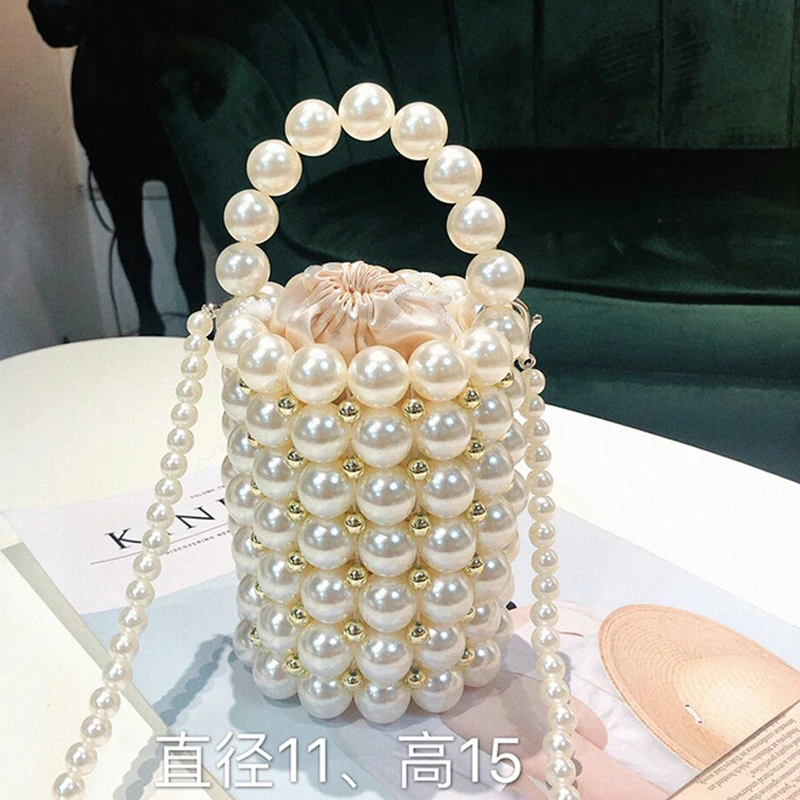 Роскошная жемчужная женская сумка тканая сумка-ведро с бисером вечерняя верхней