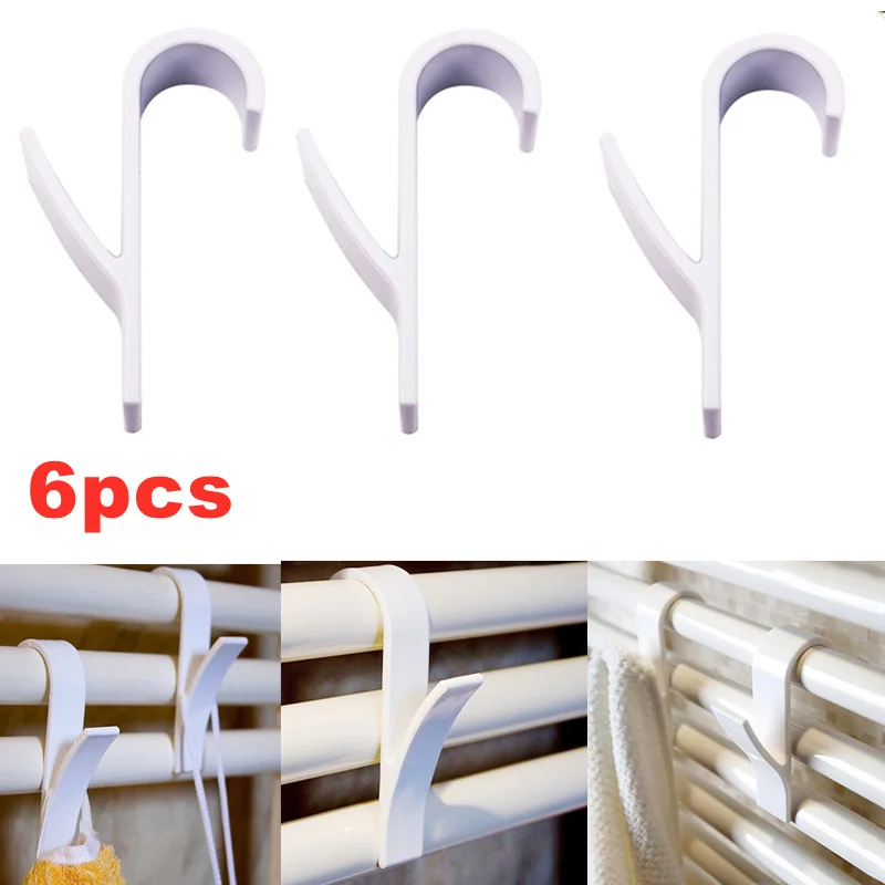 

6pcs White Heating Hook Durable ABS Heated Towel Radiator Rail Clothes Hanger Clothes Soft Scarf Rack Bathroom Accessories
