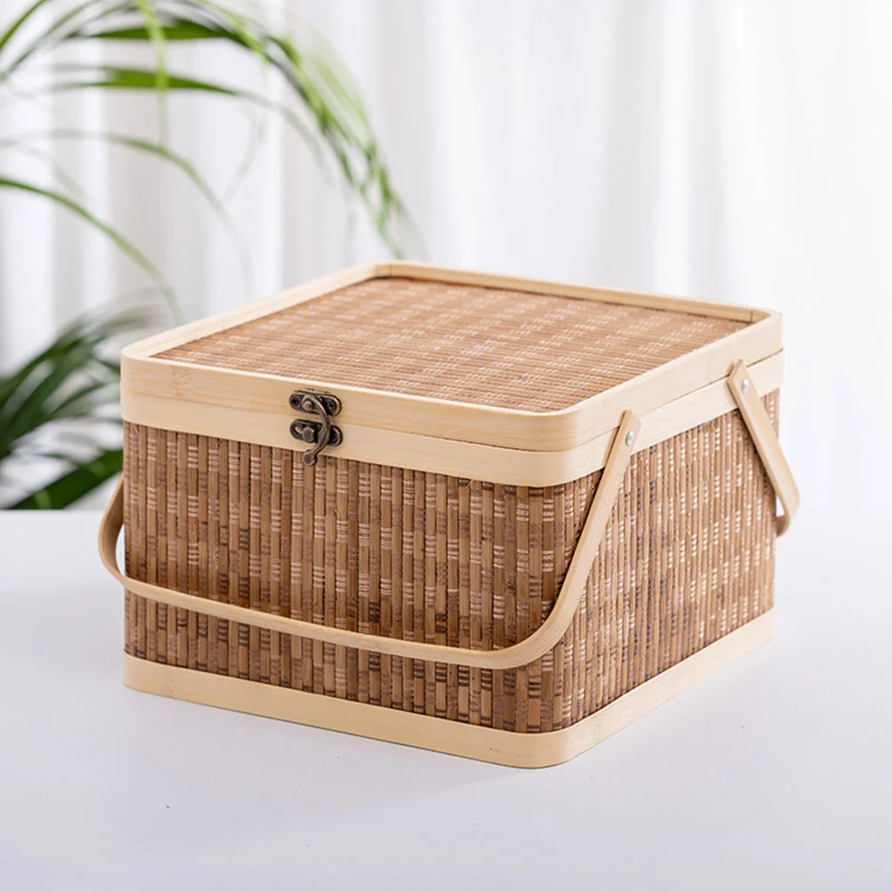 

Decorative Eggs Baskets For Home Woven Storage Cover Bread Multifunctional Bamboo Holder Lid