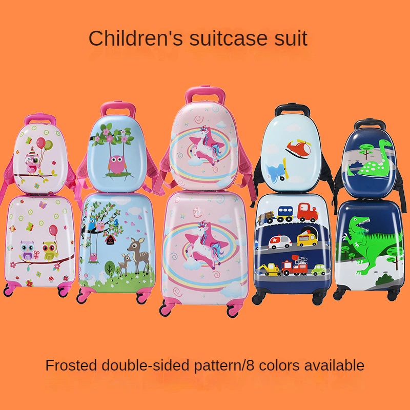 18 Inch ABS Kids Travel Suitcase On Wheels Child Gift Cartoon Rolling Luggage Cute Boy Girls Bag