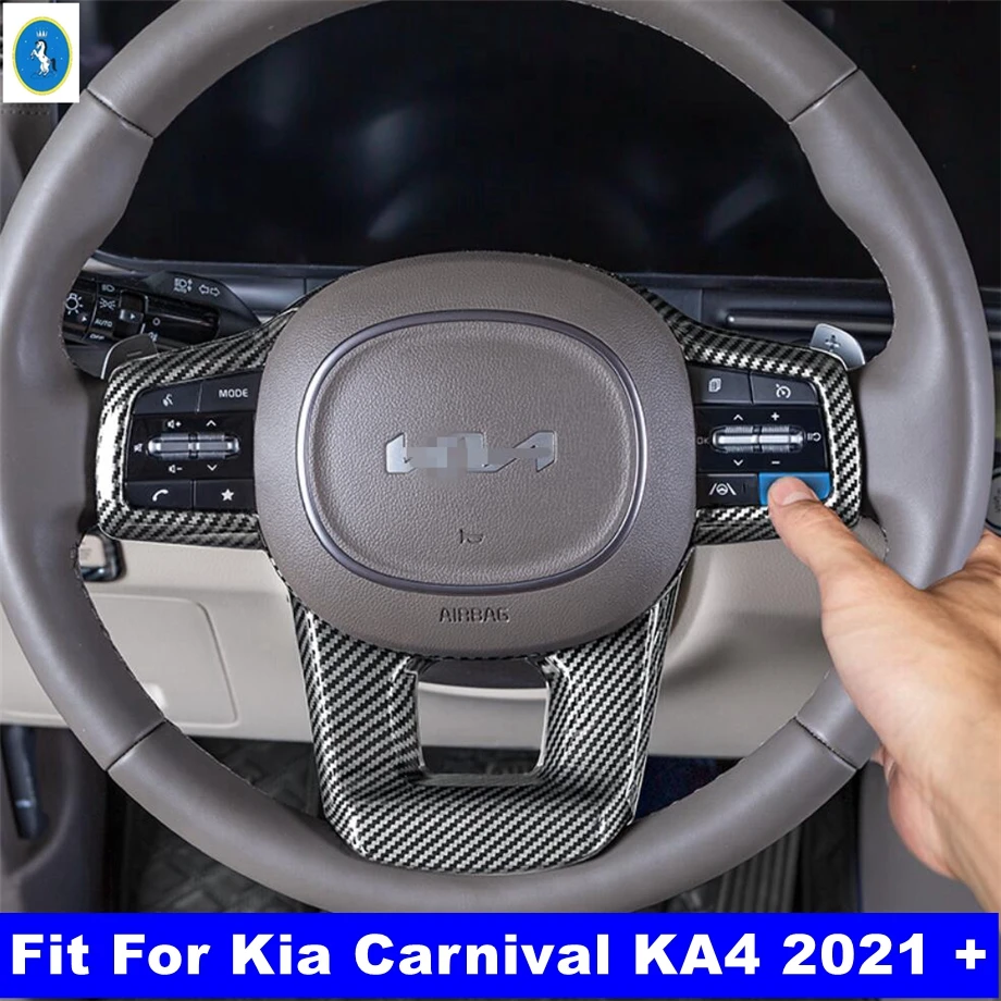 

Steering Wheel Gear Panel Parts Cover Trim Fit For Kia Carnival KA4 2021 2022 Carbon Fiber / Matte Style Interior Accessories
