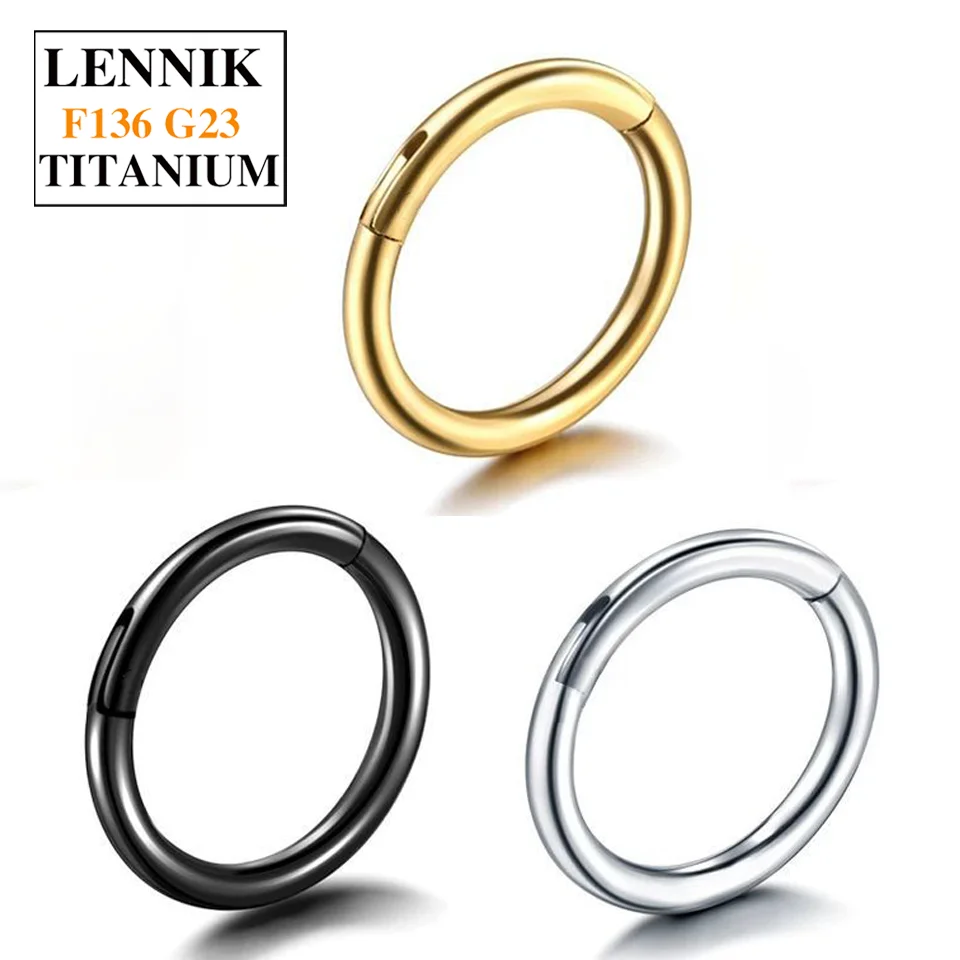 

F136 G23 Titanium Piercing Nose Ring Hoops 16G 18G Septum Earring Jewelry Hinged Cartilage Tragus Daith Helix Piercing Lip Rings