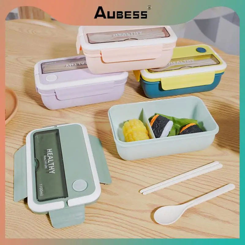 With Spoon Chopsticks Food Storage Container 1pc Hermetic Lunch Box New Bento Box Plastic Tableware Supplies Portable