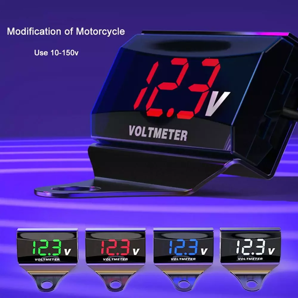 

12-150V Motorcycle LED Display Digital Voltmeter Voltage Bracket Gauge Panel Meter For Scooter Car