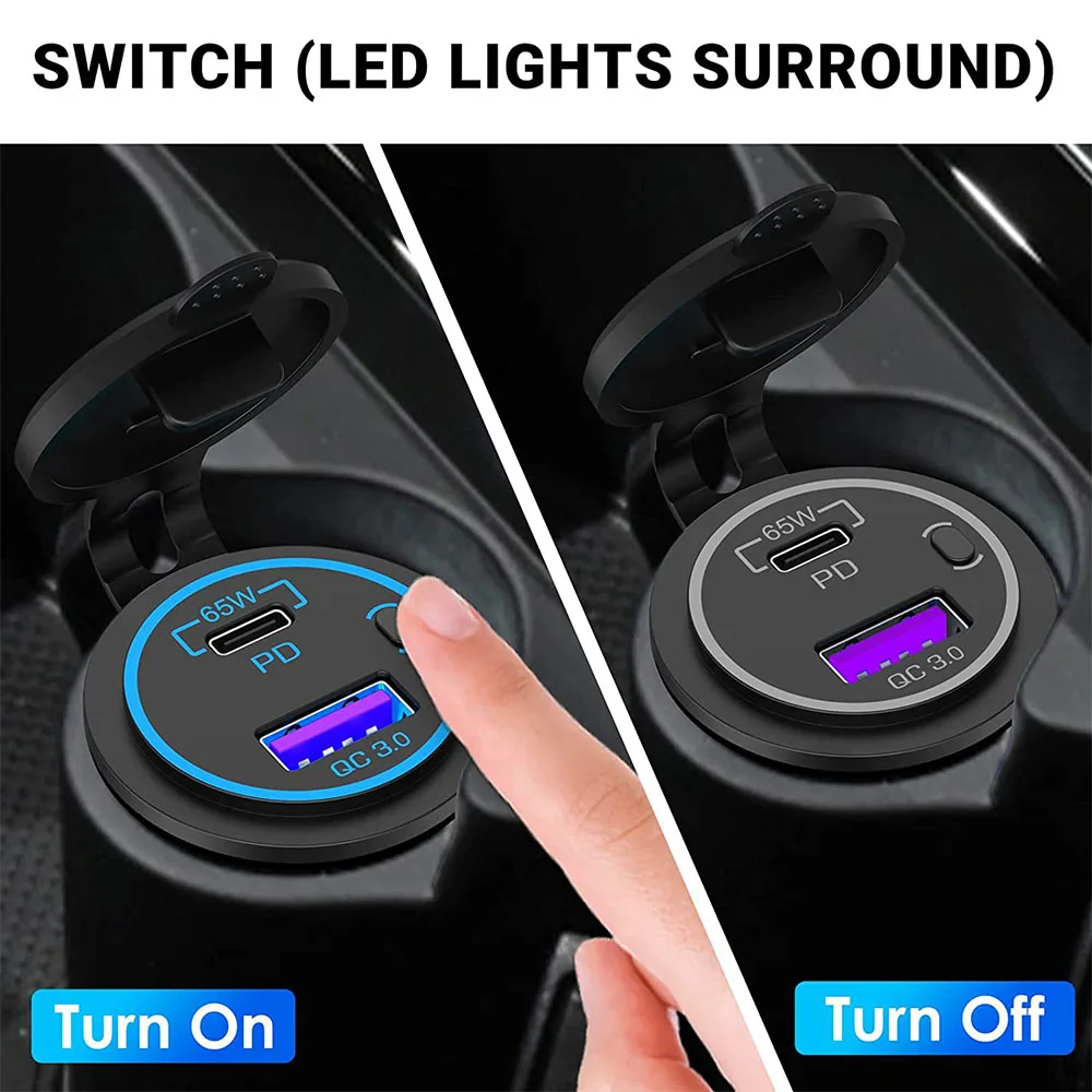 83 Вт PD Автомобильное зарядное устройство 12 В 24 USB-розетка для ноутбука Мотоцикла