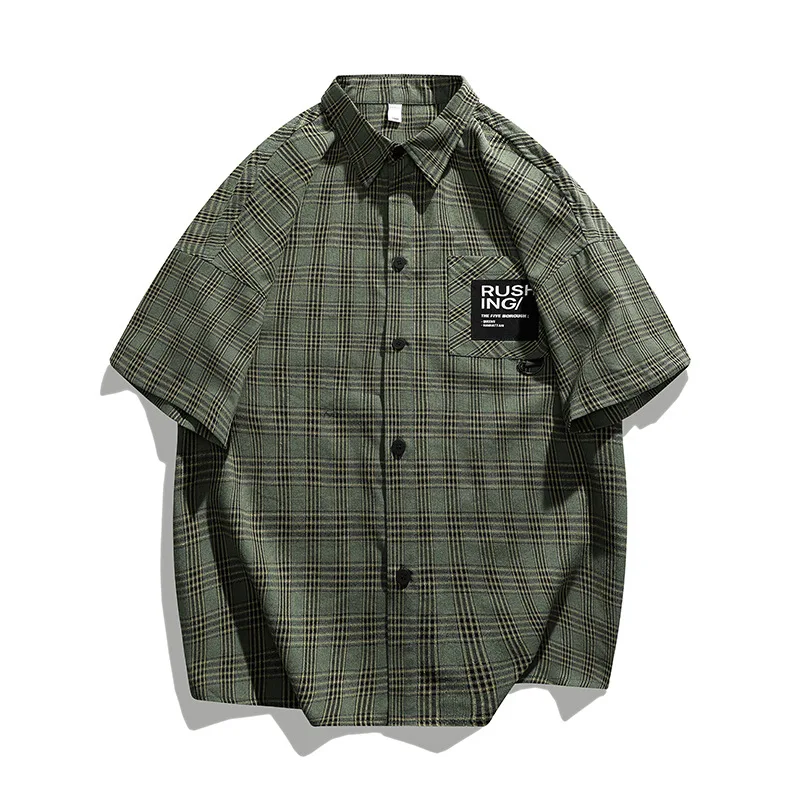 

Shirt men's summer short sleeve vintage loose pop top mens shirts streetwear designer clothes men