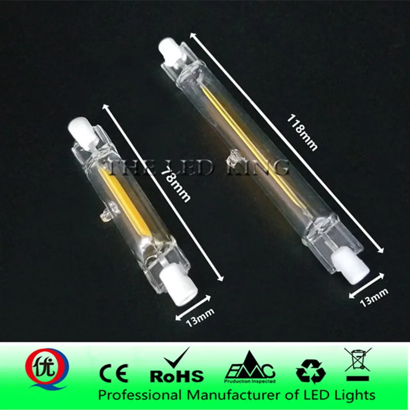 LED лампа R7S Glass Tube COB Bulb 78MM 15W 118MM 50W ABS Corn Lamp J78 J118 Замена галогеновой лампы 150W AC 220V 230V Lampadas on.