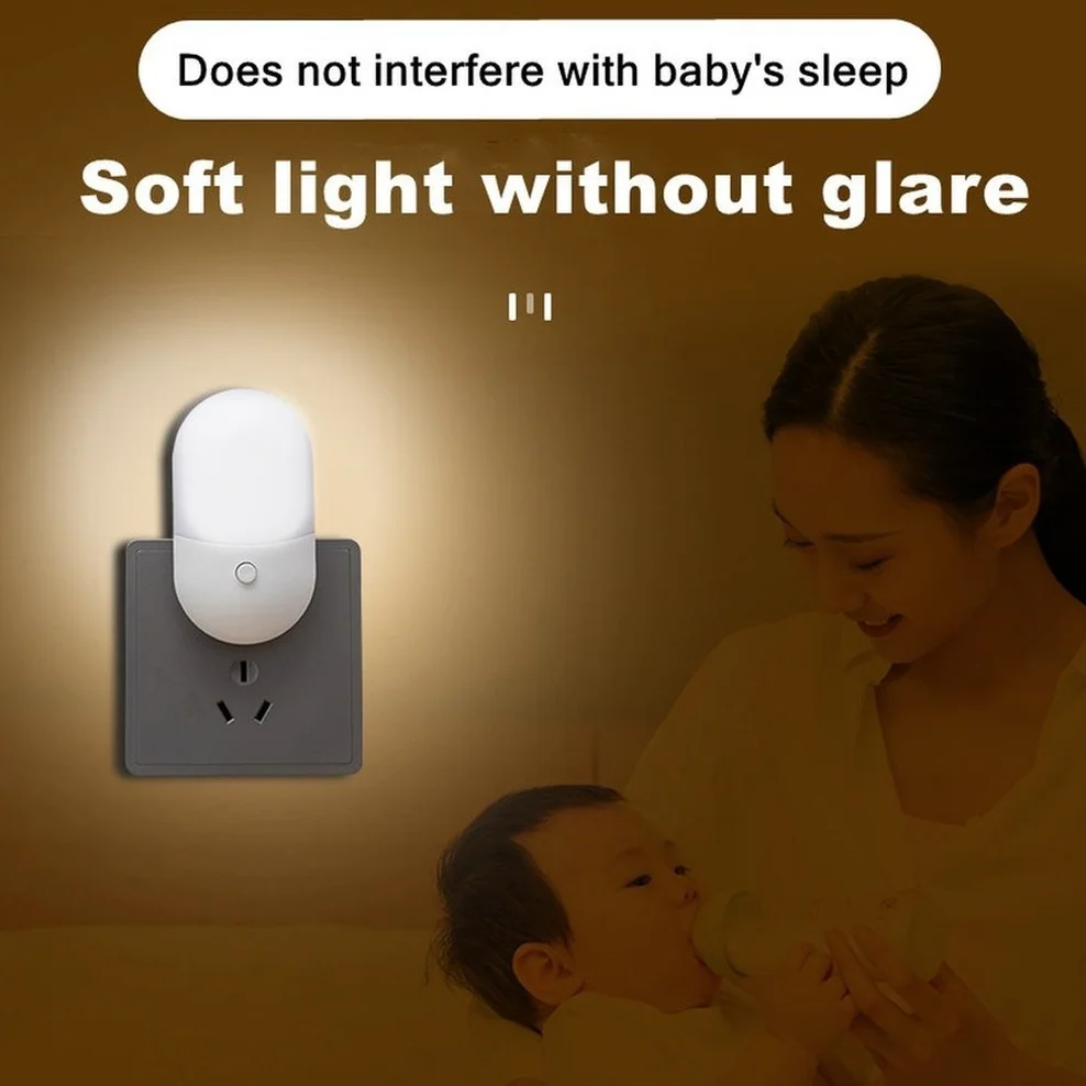 

Used for Bedroom, Toilet, Stairs, Corridor LED Control Induction Energy Saving Small Night Light EU American Plug Night Light