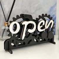 front door sign high durability gear mechanism wood creative manual mechanical hanging open closed sign home supplies