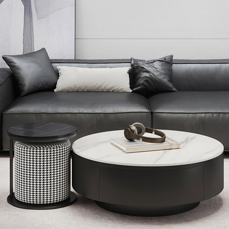 

Modern Round Coffee Tables Side Luxury Table Minimalist Floor Set Coffee Tables Metal Poker Designer Table Basse Home Furniture