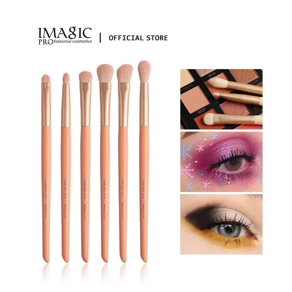 

IMAGIC 2-Color набор кистей для макияжа, Профессиональные Тени для век, румяна, пудра, подводка для глаз, консилер, кисти для макияжа, 6 шт., инструме...