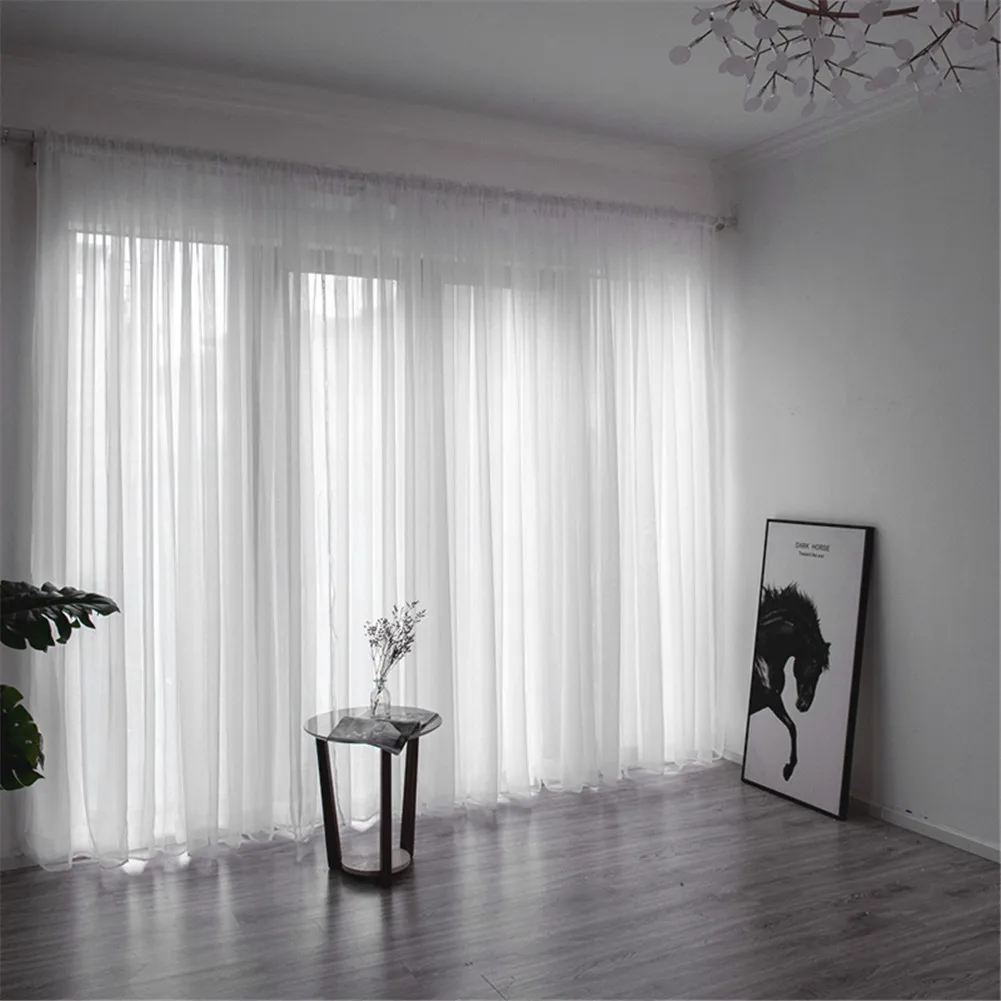 

Solid White Tulle Sheer Curtains for Living Room Decoration Curtains for the Room Bedroom Kitchen Voile Organza Curtains