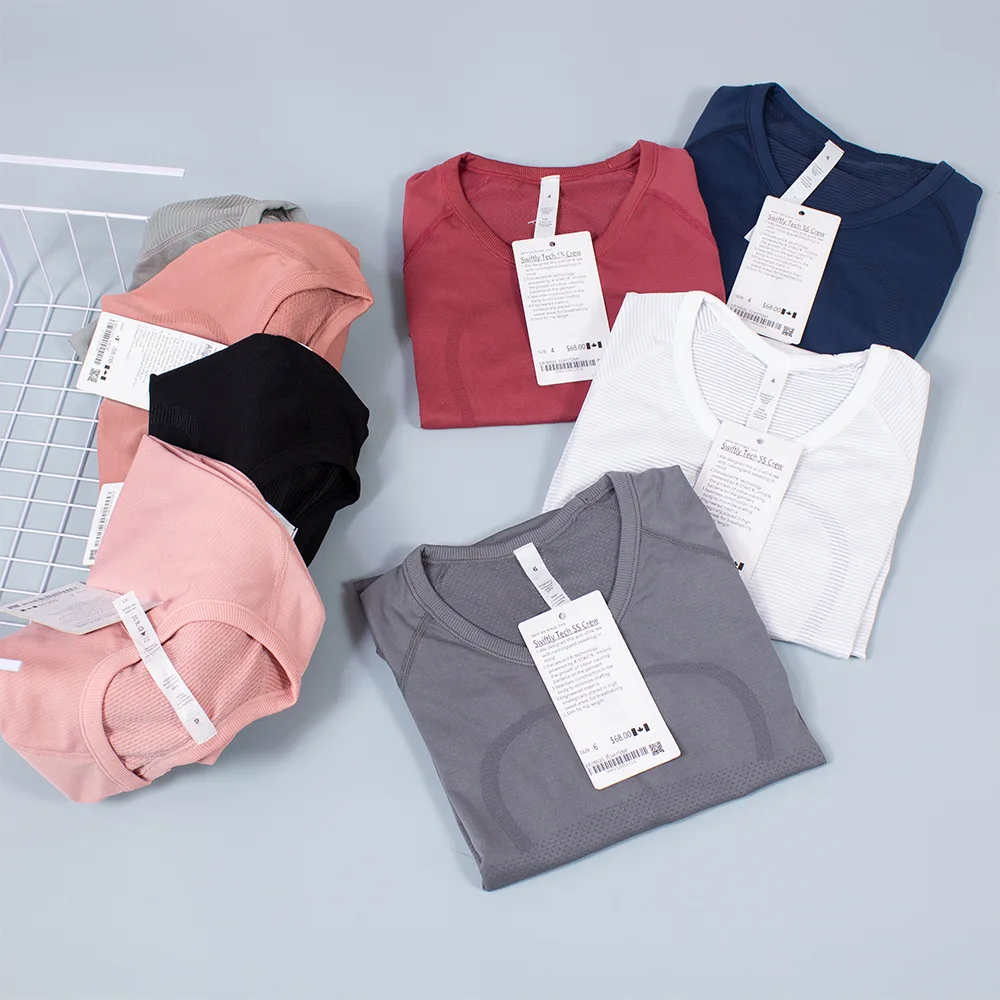 Lulu Women's Sports Long Sleeve T-Shirt Yoga Wear Swiftly Women Breathe Shirts Quick-drying Long Sleeve High Elastic Fabric