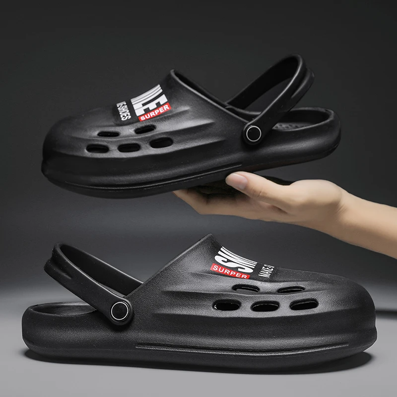 

Summer Beach Slippers Men Sandals Outdoor Soft Bottom Hollow Garden Clogs Shoes Men Clogs Sandals De Hombre Big Size
