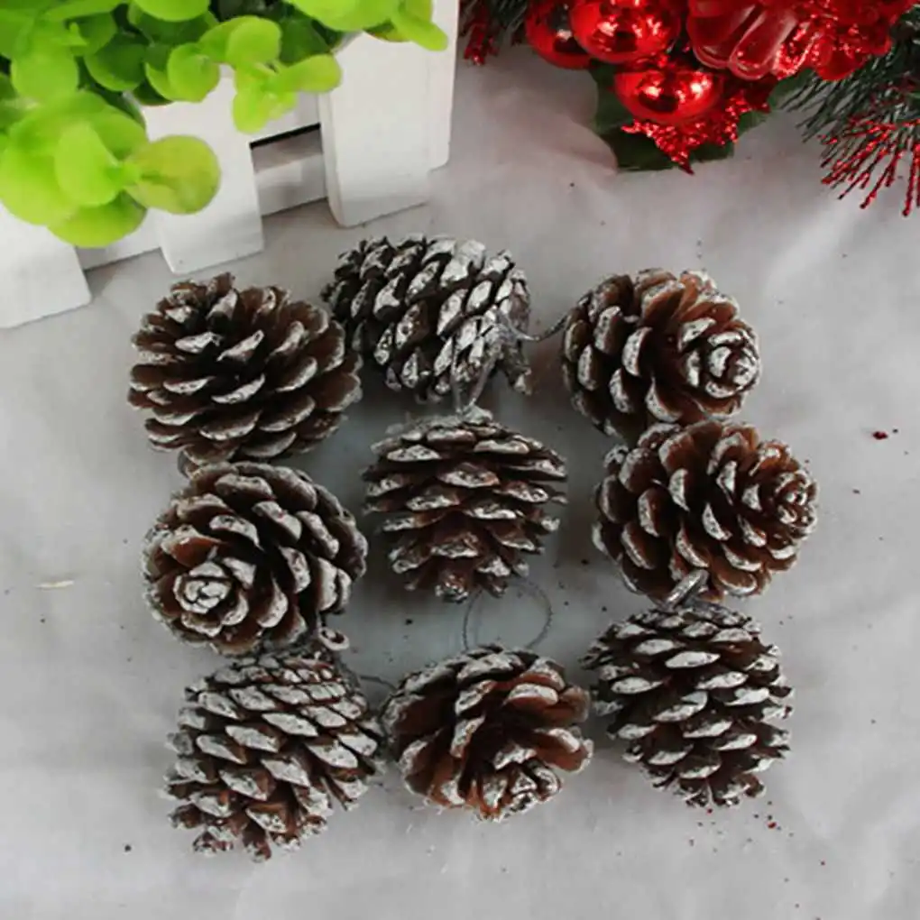 

9 шт./компл. DIY, яркие сосновые конусы, подвесная деревянная елка, украшение для дома и офивечерние, украшение для рождественской елки