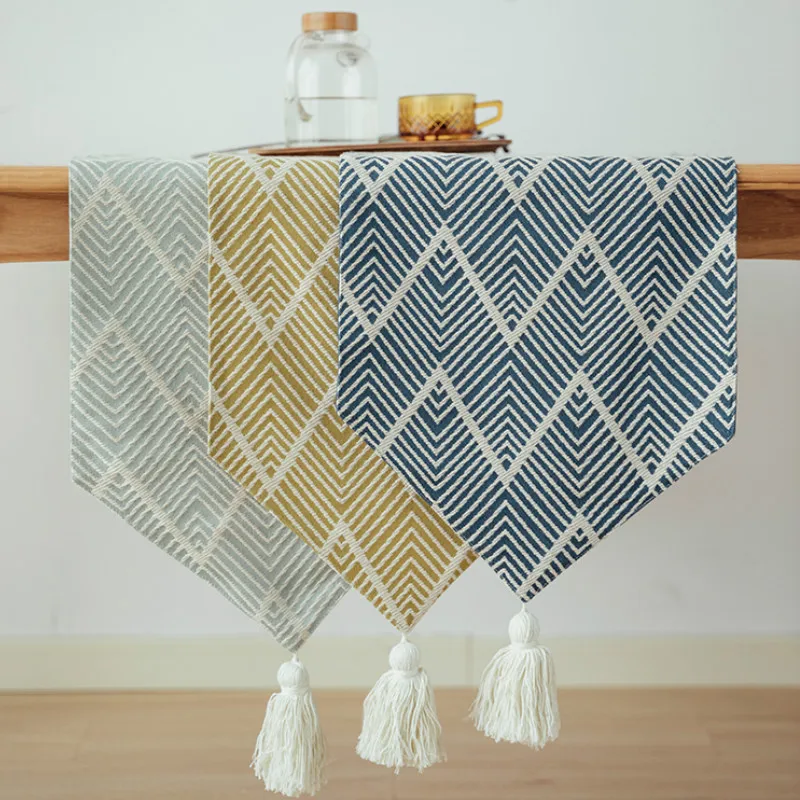 

DUNXDECO, скатерть в стиле ретро для гостиной, скатерть из ткани в скандинавском стиле с геометрическими золотыми и черными линиями и кисточкам...