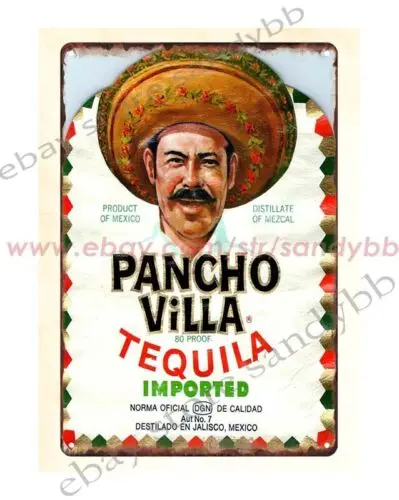 Панчо Вилла Текила кофейня ликер бар металлическая жестяная вывеска оловянный