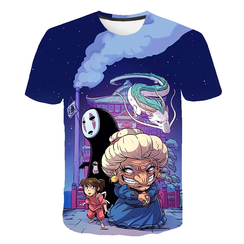 

3D Anime Spirited Away Printed T-shirt Boys and Girls Summer Animated Fashion Casual High-quality T Shirts Children Trendy Tops