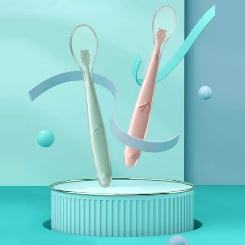 

1 PC Baby Soft Silicone Spoon Cute Bear Printed Infant Temperature Sensing Spoons Newborn Tableware Baby Feeding Cutlery Tools
