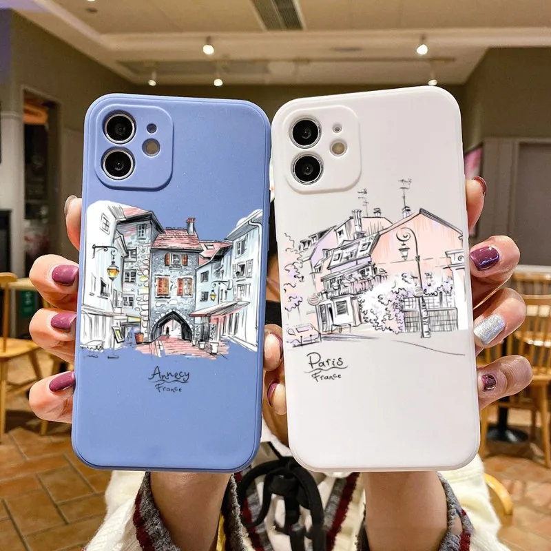 

Дорожный Чехол для телефона для IPhone 14 11 12 13 Pro Max X XR XSMax 6 6S 7 8 Plus SE 2022, Мягкий Квадратный цветной чехол для телефона
