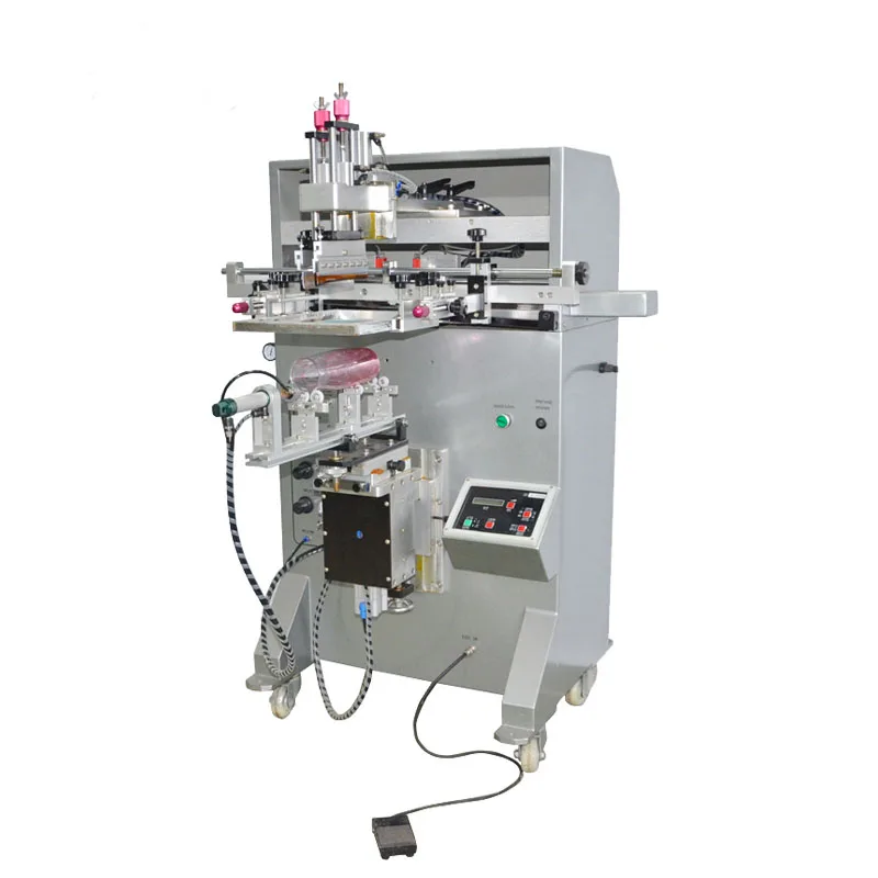 semi auto Curved bottle screen printing machine for computer accessories marking; food, PVC pipe