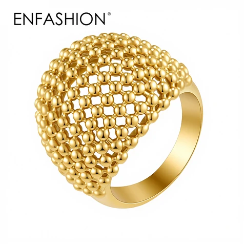 ENFASHION геометрическое кольцо из нержавеющей стали с золотым покрытием