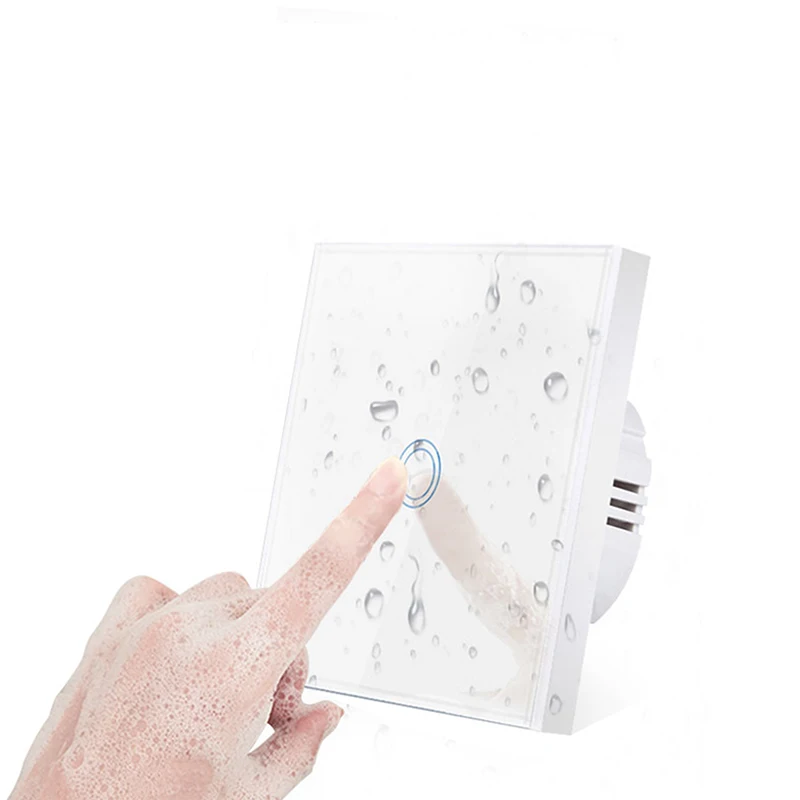 

EU/UK Standard Crystal Tempered Glass Wall Panel Light Touch Switch Led Indicator Sensor Electrical Button 1Gang