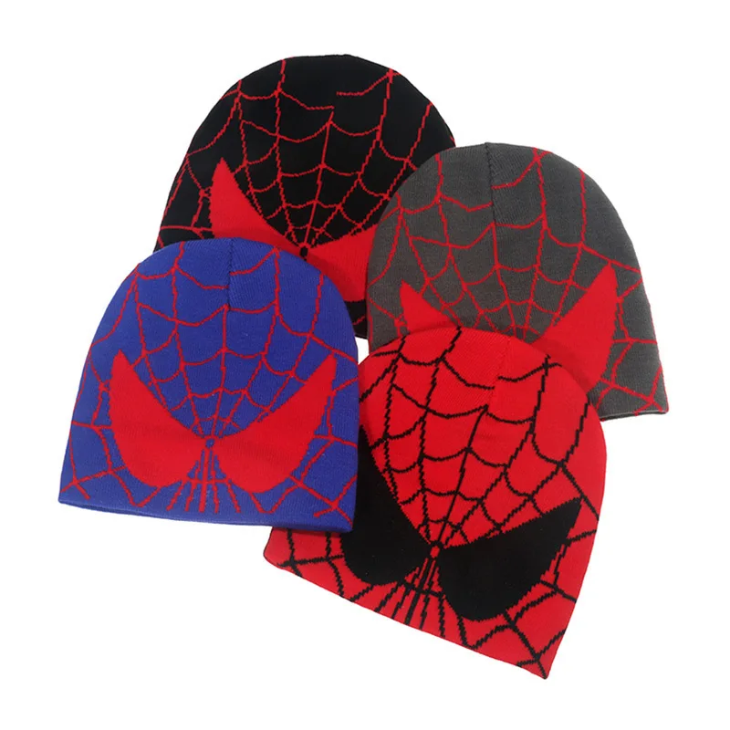 

Disney Spider Mans Fashion Autumn Winter Anime Cartoon Figure Cosplay Hat Kids Boys Girls Keep Warm Knitted Cap Birthday Gifts