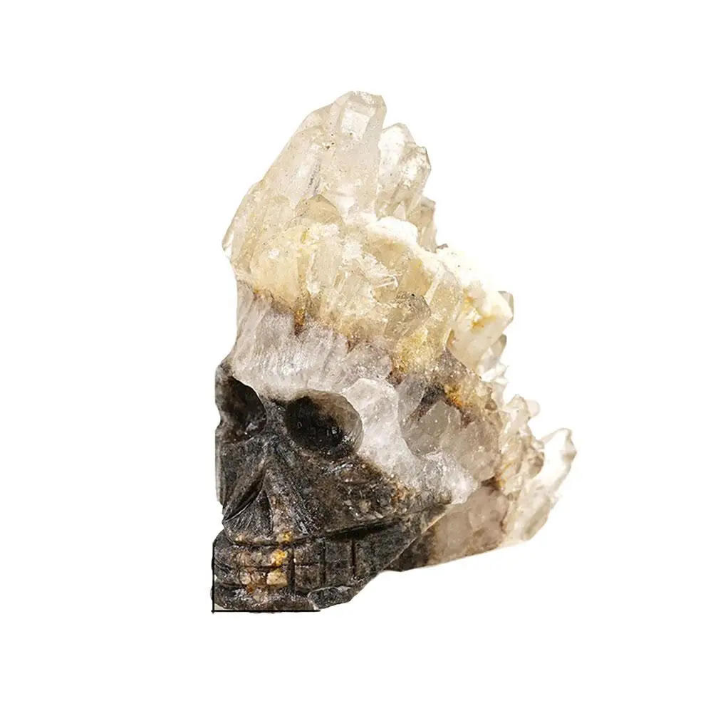 Натуральный НОВЫЙ Кристалл Резьба Череп Камень Прозрачный Кварц Рейки
