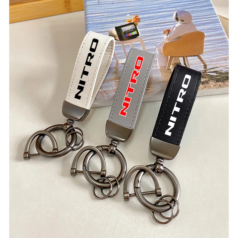 

Top Layer Cowhide Key Chain Keyrings Lanyard For Dodge NITRO 2007 2008 2009 Car Accessories Custom Logo For NITRO Dodge