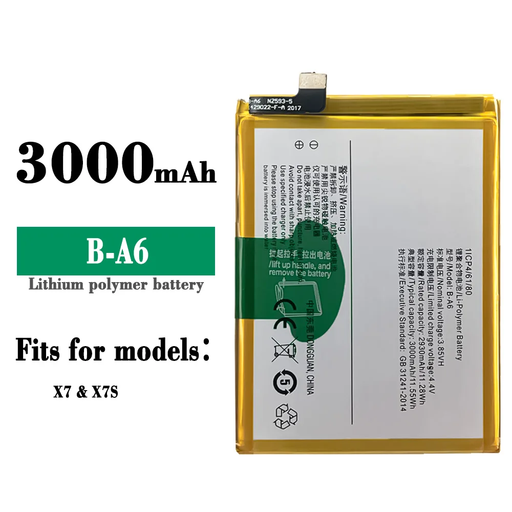 

100% Orginal High Quality Replacement Battery For Vivo X7 X7S B-A6 New Built-in Large Capacity Lithium 3000mAh Batteries