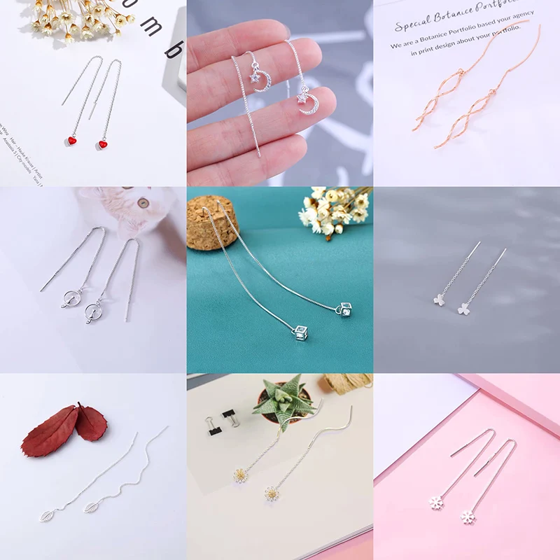 Южная Корея Бессмертные элегантные серьги из стерлингового серебра S925 с кубиком