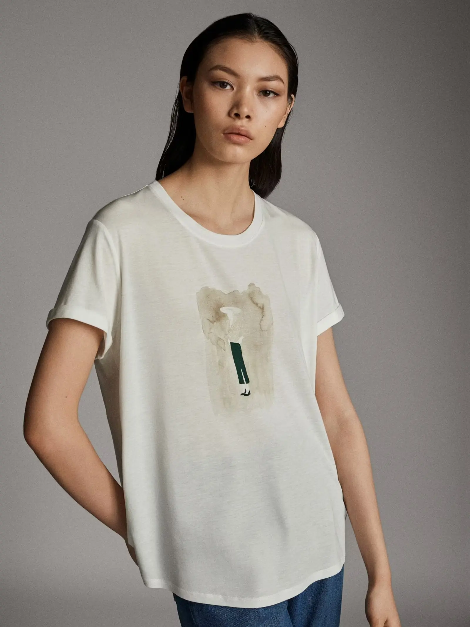 

Women 2023 Spring and Summer New Fashionable All-match T-shirt Retro Round Neck Chic Pattern Casual Short-sleeved Top Mujer