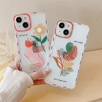 abstract morandi flower phone case for iphone 13 pro max 11 12 pro xs max xr x camera protection clear soft bumper back cover