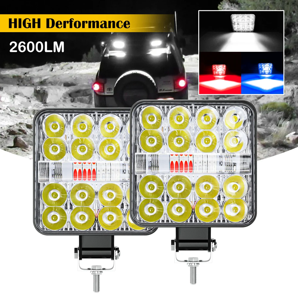 

2Pcs Car LED Work Light Square LED Pod 48W High Brightness LED Spot Light Warning Fog Lamp for Car SUV Truck ATV Ship