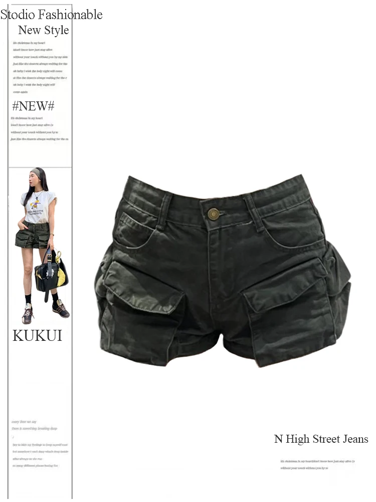 Женские джинсовые шорты Gyaru в японском стиле Харадзюку летние штаны-карго из